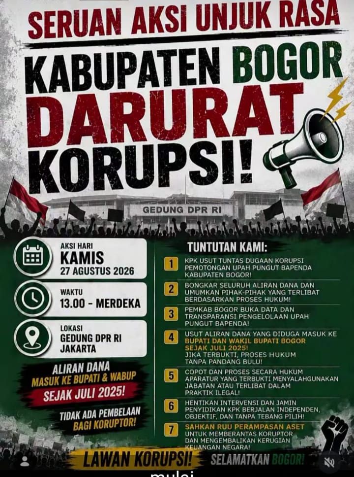 ‎Darurat Korupsi Kabupaten Bogor? AWDI Dorong KPK Bongkar Aliran Dana Kasus Bappenda