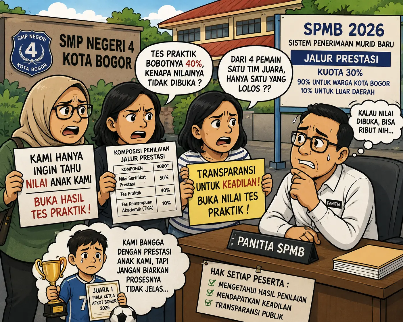 Seleksi Jalur Prestasi SMPN 4 Kota Bogor Dipertanyakan, Orang Tua Minta Transparansi Nilai Tes Praktik