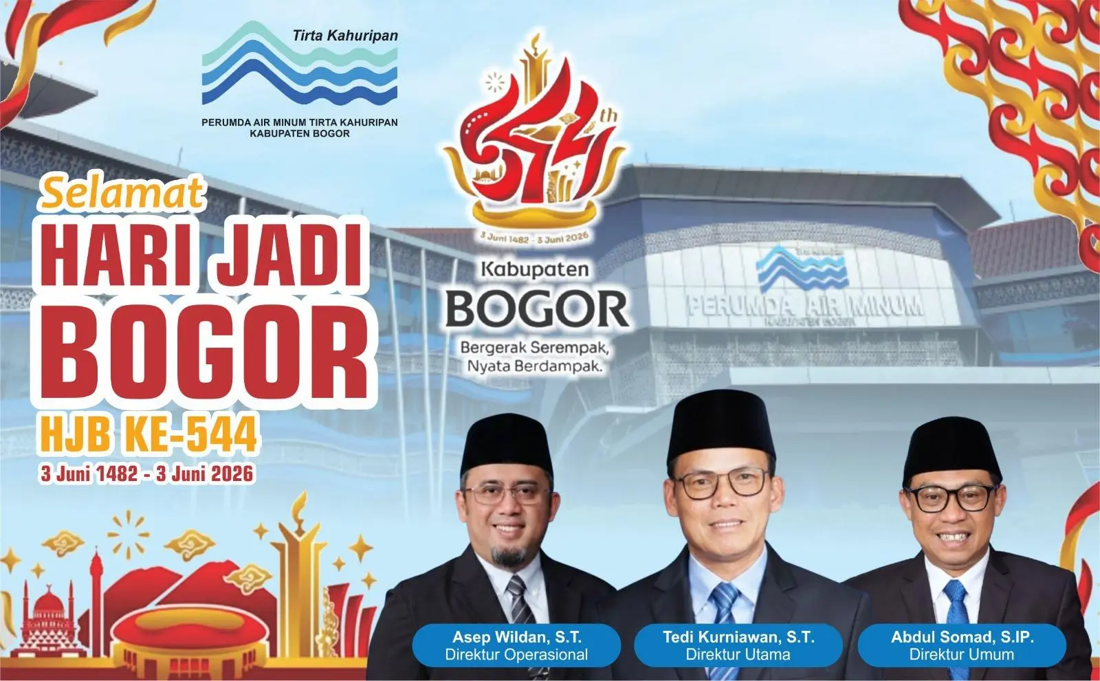 Tirta Kahuripan Mengucapkan Selamat Hari Jadi Bogor Ke-544, Kabupaten Bogor Bergerak Serempak, Nyata Berdampak