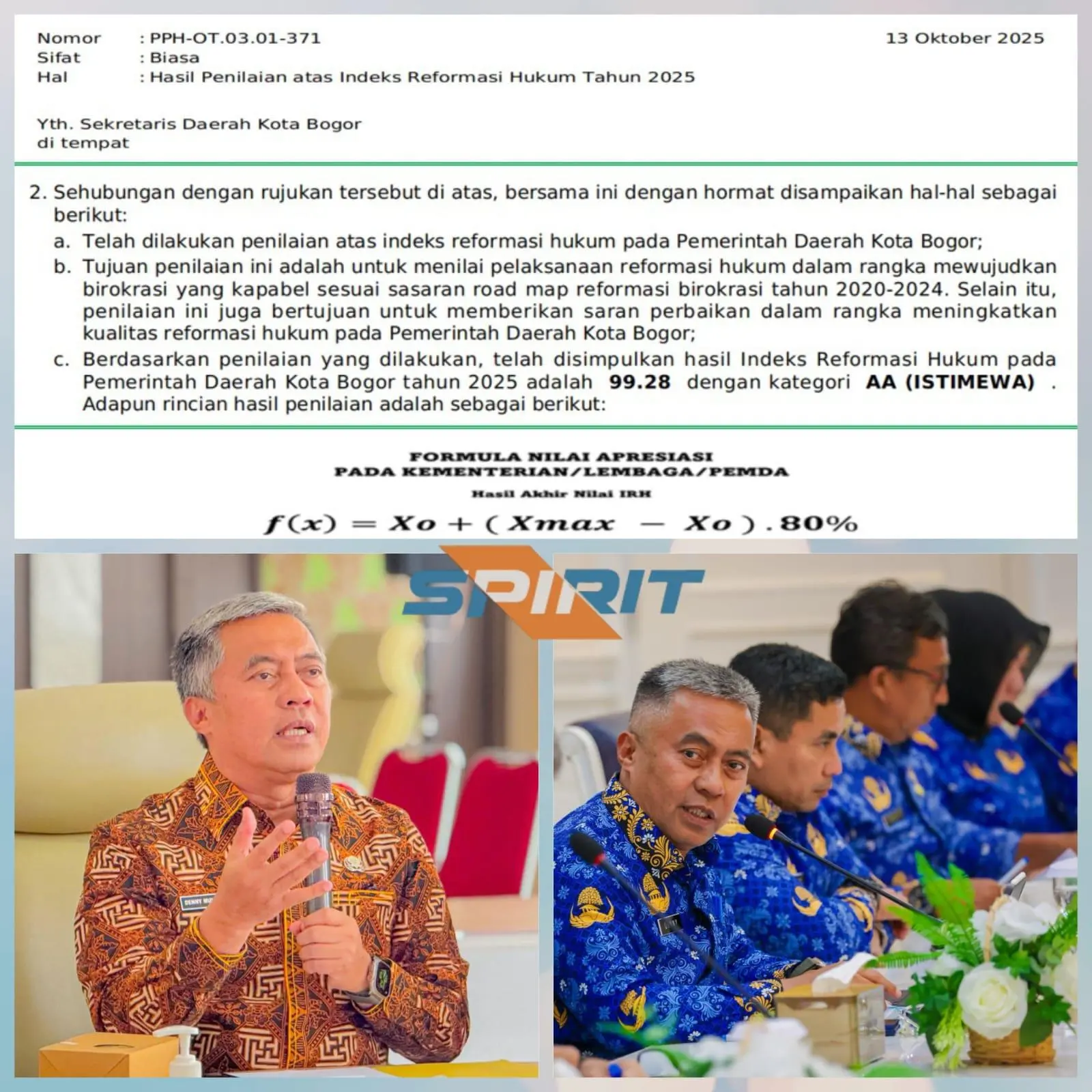 Pemkot Bogor Pertahankan Predikat AA, Jadi Role Model Hukum 2025