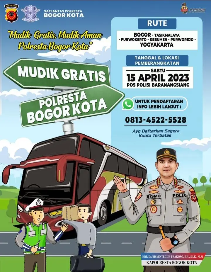 Polresta Bogor Kota Siapkan Tiga Bus Mudik Gratis Untuk Warga